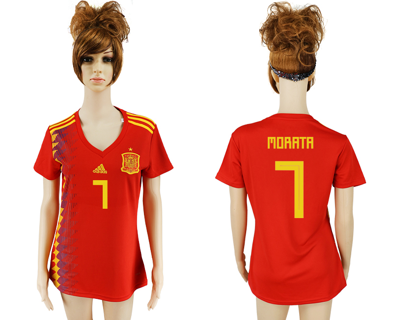Maillot de femmes par cher Spain #7 MORATA  2018 FIFA World Cup
